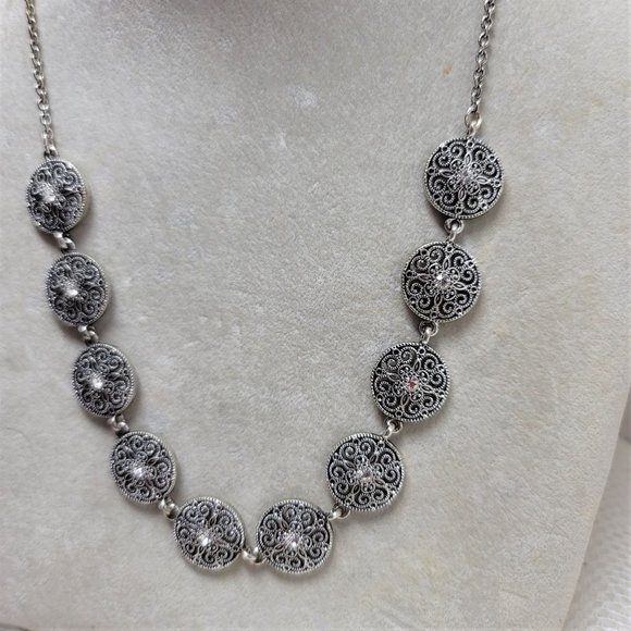 Vintage Premier Designs Necklace Delicate Filigree Rhinestone - Picture 6 of 9